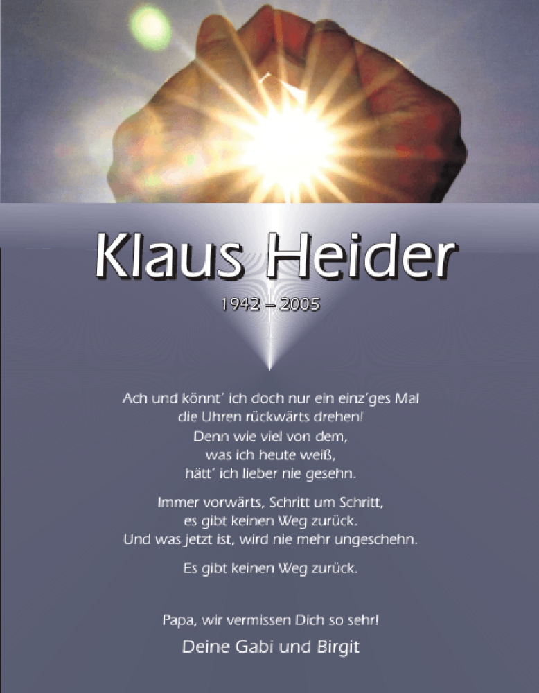  Traueranzeige für Klaus Heider vom 20.10.2012 aus Mittelbayerische Zeitung