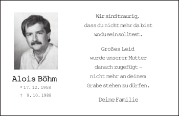 Traueranzeige von Alois Böhm von Mittelbayerische Zeitung