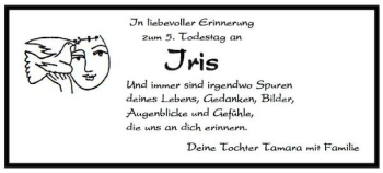 Traueranzeige von Iris  von Mittelbayerische Zeitung