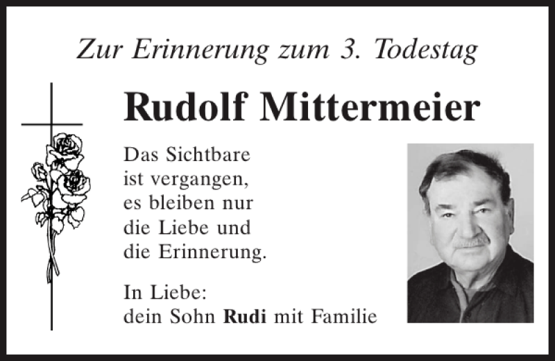  Traueranzeige für Rudolf Mittermeier zum 3. Todestag vom 20.11.2013 aus Mittelbayerische Zeitung