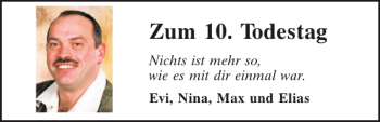 Traueranzeige von Todestag  von Mittelbayerische Zeitung