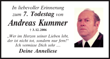 Traueranzeige von Andreas Kummer von Mittelbayerische Zeitung