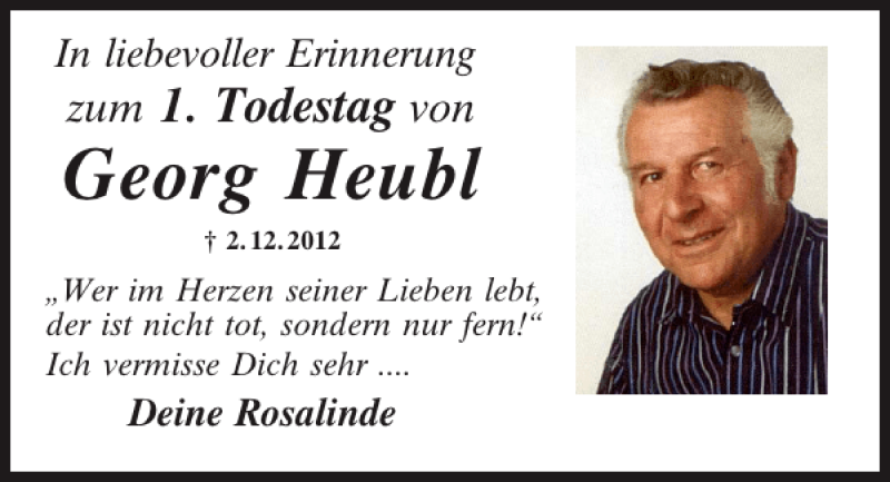  Traueranzeige für Georg Heubl vom 02.12.2013 aus Mittelbayerische Zeitung