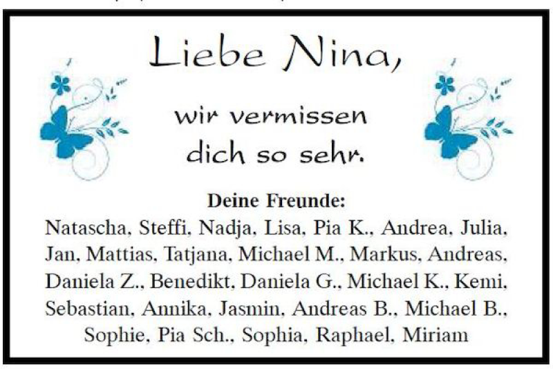  Traueranzeige für Nina Denk vom 03.12.2013 aus Mittelbayerische Zeitung