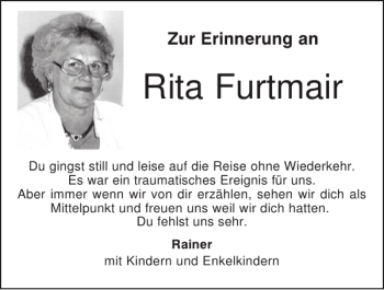 Traueranzeige von Rita Furtmair von Mittelbayerische Zeitung