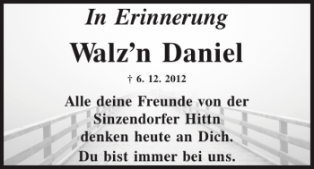 Traueranzeige von Walzn Daniel von Mittelbayerische Zeitung