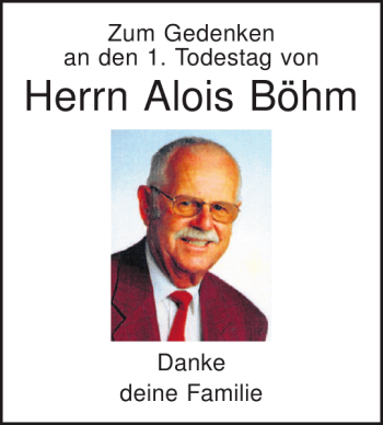 Traueranzeige von Alois Böhm von Mittelbayerische Zeitung
