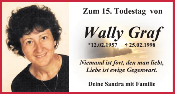 Traueranzeige von Wally Graf von Mittelbayerische Zeitung