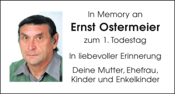 Traueranzeige von Ernst Ostermeier von Mittelbayerische Zeitung