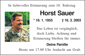 Traueranzeige von Horst Sauer von Mittelbayerische Zeitung