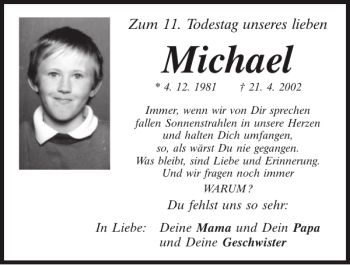 Traueranzeige von Michael  von Mittelbayerische Zeitung