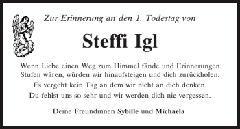 Traueranzeige von Steffi Igl von Mittelbayerische Zeitung
