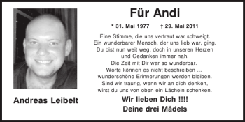 Traueranzeige von Andreas Leibelt von Mittelbayerische Zeitung