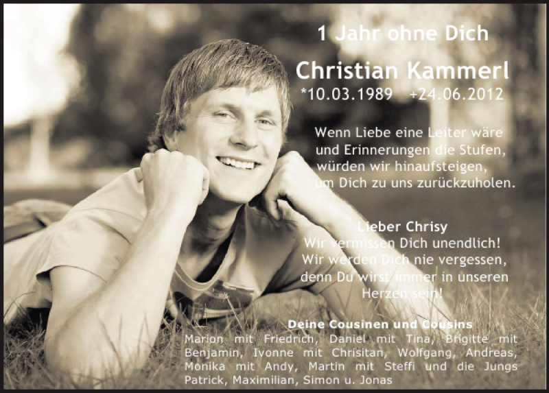  Traueranzeige für Christian Kammerl vom 24.06.2013 aus Mittelbayerische Zeitung