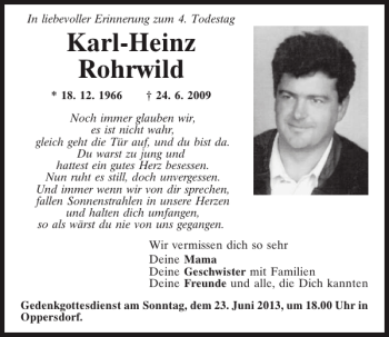 Traueranzeige von Karl-Heinz Rohrwild von Mittelbayerische Zeitung
