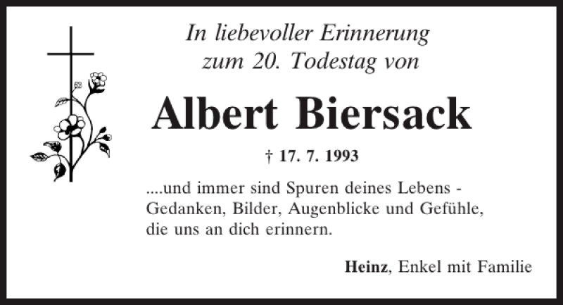  Traueranzeige für Albert Biersack vom 17.07.2013 aus Mittelbayerische Zeitung