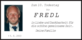 Traueranzeige von Fredl  von Mittelbayerische Zeitung