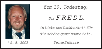 Traueranzeige von Fredl  von Mittelbayerische Zeitung