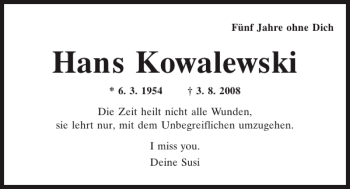 Traueranzeige von Hans Kowalewski von Mittelbayerische Zeitung