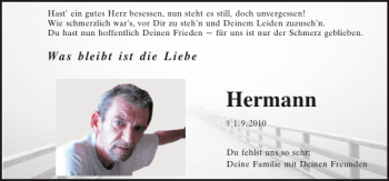 Traueranzeige von Hermann  von Mittelbayerische Zeitung