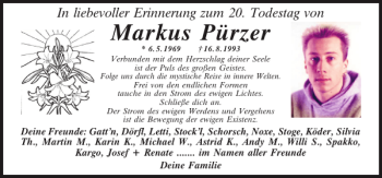 Traueranzeige von Markus Pürzer von Mittelbayerische Zeitung