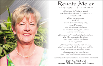 Traueranzeige von Renate Meier von Mittelbayerische Zeitung