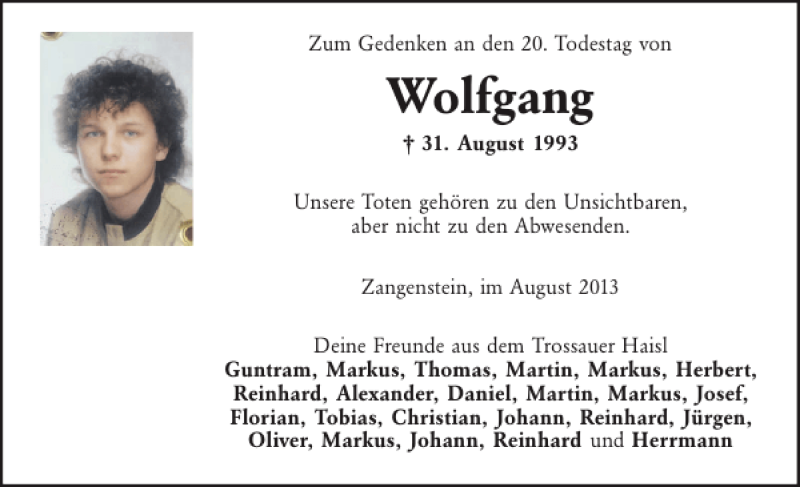  Traueranzeige für Zangenstein Wolfgang vom 31.08.2013 aus Mittelbayerische Zeitung