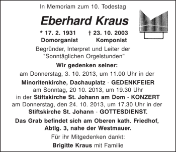 Traueranzeige von Eberhard Kraus von Mittelbayerische Zeitung