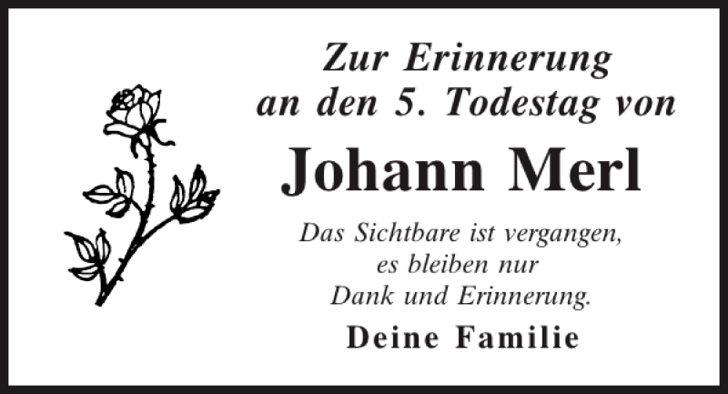  Traueranzeige für Johann Merl vom 19.09.2013 aus Mittelbayerische Zeitung