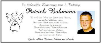 Traueranzeige von Patrick Bohmann von Mittelbayerische Zeitung