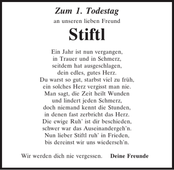 Traueranzeige von Stiftl  von Mittelbayerische Zeitung