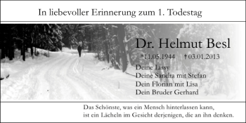 Traueranzeige von Dr. Helmut Besl von Mittelbayerische Zeitung