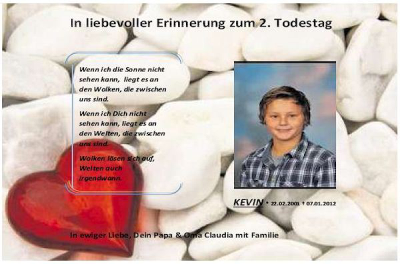  Traueranzeige für Kevin  vom 07.01.2014 aus Mittelbayerische Zeitung