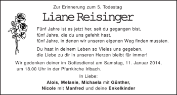 Traueranzeige von Liane Reisinger von Mittelbayerische Zeitung