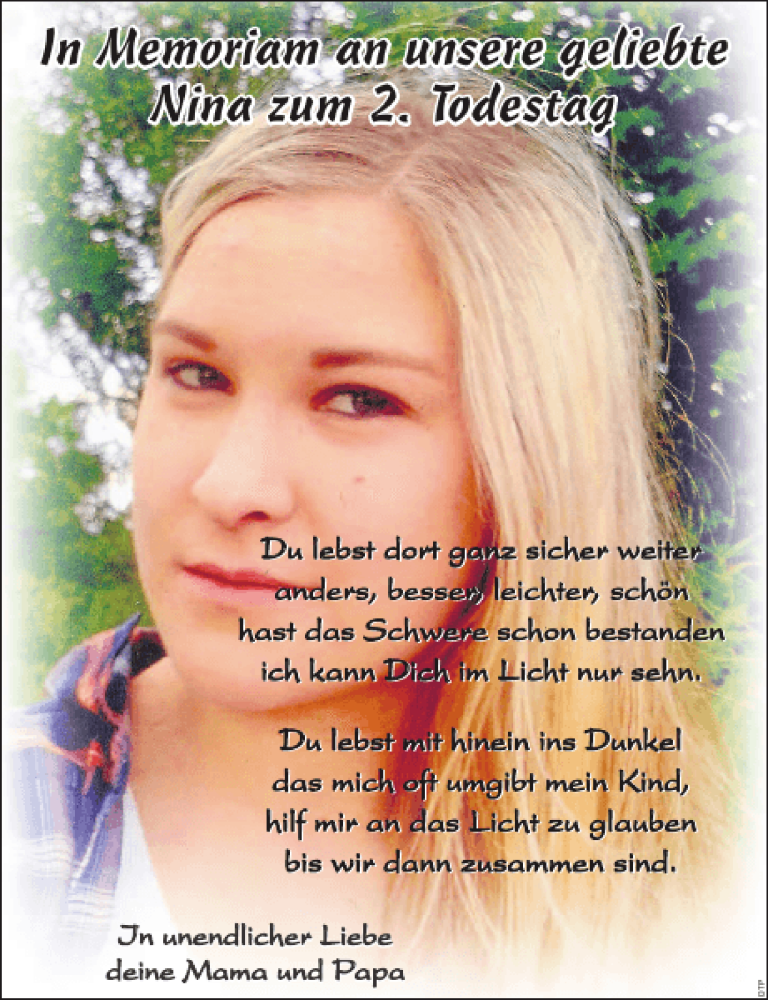  Traueranzeige für Nina Denk vom 06.12.2014 aus Mittelbayerische Zeitung