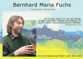 Traueranzeige von Bernhard Maria Fuchs von Mittelbayerische Zeitung