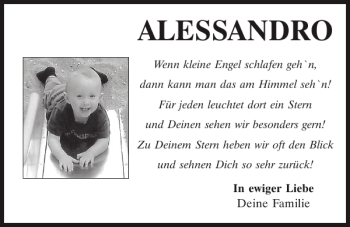 Traueranzeige von Alessandro  von Mittelbayerische Zeitung