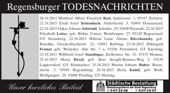 Traueranzeige von Todesnachrichten  von Mittelbayerische Zeitung Regensburg