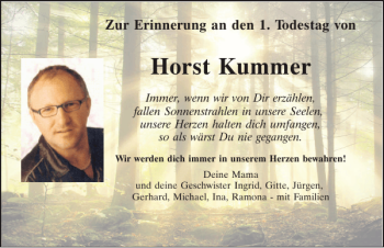 Traueranzeige von Horst Kummer von Mittelbayerische Zeitung