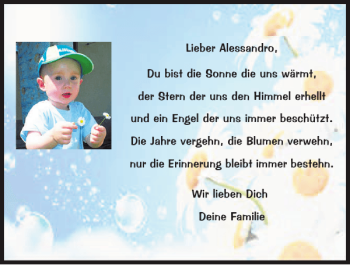 Traueranzeige von Alessandro  von Mittelbayerische Zeitung Schwandorf