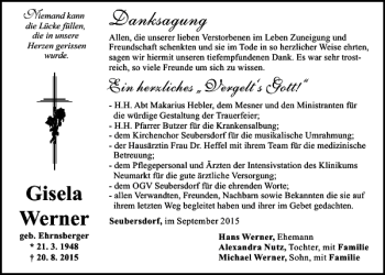 Traueranzeige von Werner Gisela von Neumarkter Tagblatt