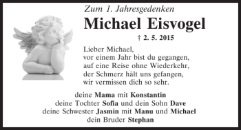 Traueranzeige von Eisvogel Martin von Mittelbayerische Zeitung Kelheim