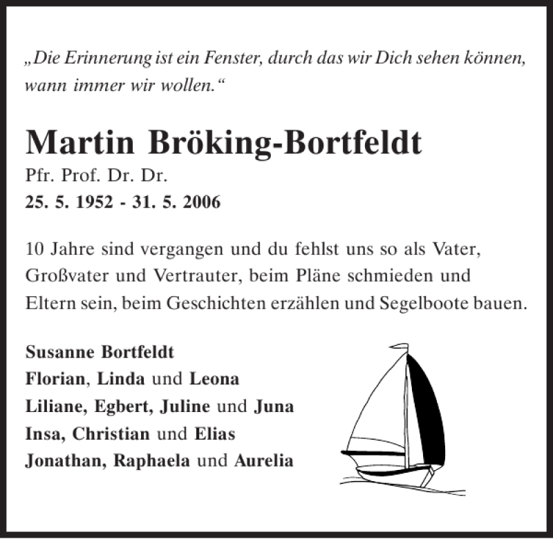  Traueranzeige für Prof.Dr.Dr. Martin Bröking-Bortfeldt vom 28.05.2016 aus Mittelbayerische Zeitung Regensburg