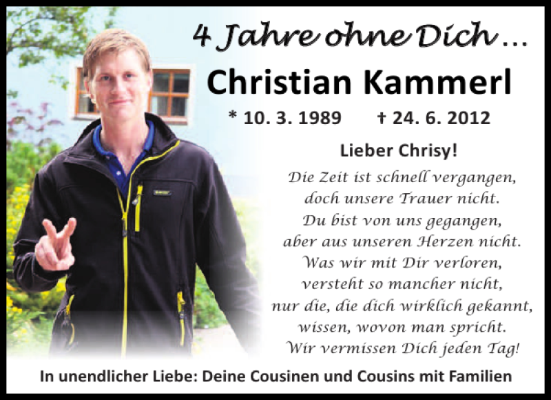  Traueranzeige für Christian Kammerl vom 24.06.2016 aus Mittelbayerische Zeitung Regensburg