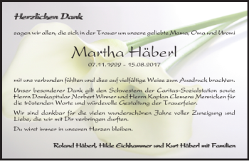 Traueranzeige von Martha Häberl von Neumarkter Tagblatt