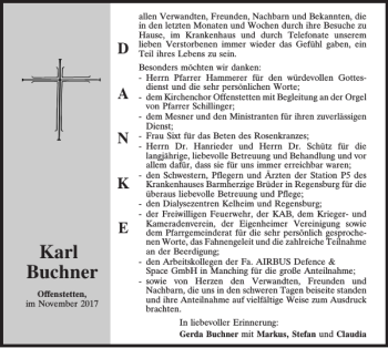 Traueranzeige von Karl Buchner von Mittelbayerische Zeitung Kelheim