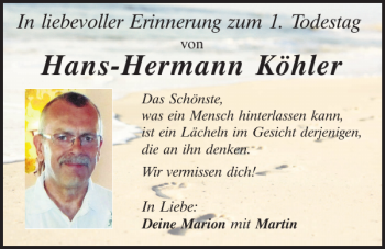Traueranzeige von Hans Hermann Köhler von Mittelbayerische Zeitung Schwandorf