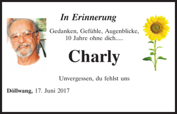 Traueranzeige von Charly  von Neumarkter Tagblatt