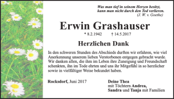 Traueranzeige von Erwin Grashauser von Neumarkter Tagblatt
