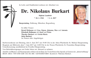 Traueranzeige von Nikolaus Burkart von Neumarkter Tagblatt